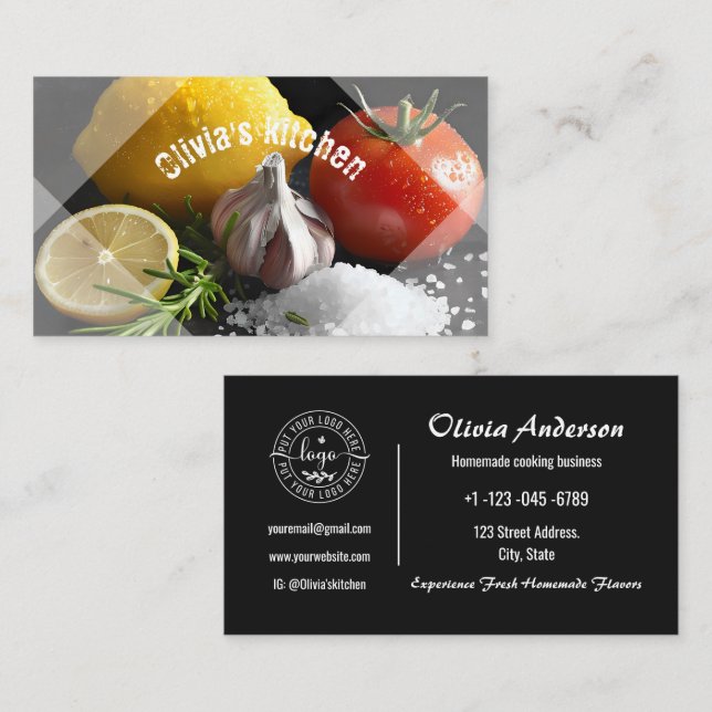 Homemade Organic Fresh Food Ingredients  Business Card (Front/Back)