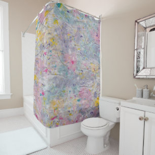 Homemade Paper with Colorful Pulp Accents Image Shower Curtain