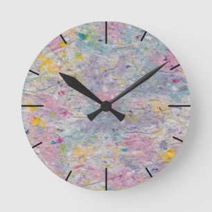 Homemade Paper with Colourful Pulp Accents Round Clock