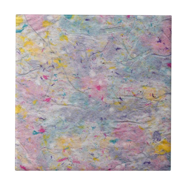 Homemade Paper with Colourful Pulp Accents Tile (Front)