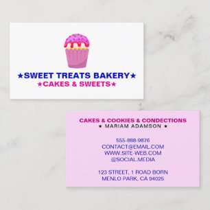 Homemade Pastry Chef   Cute Cake Bakery Logo  Business Card