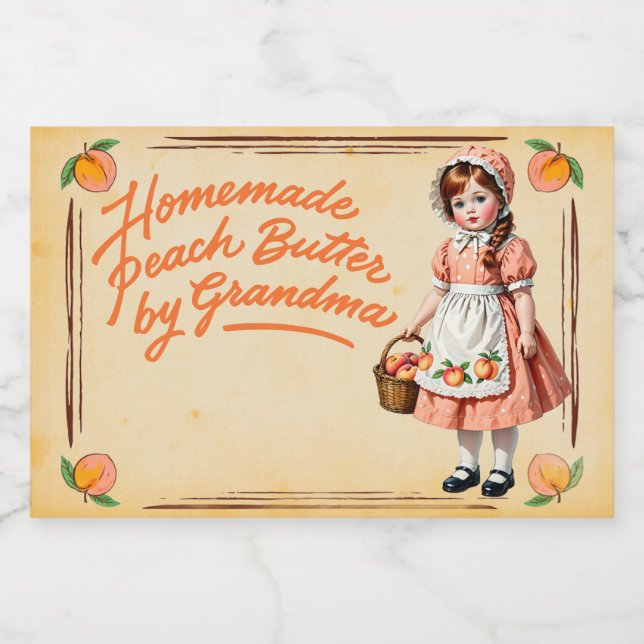 Homemade Peach Butter by Grandma - Vintage Food Label (Single Label)