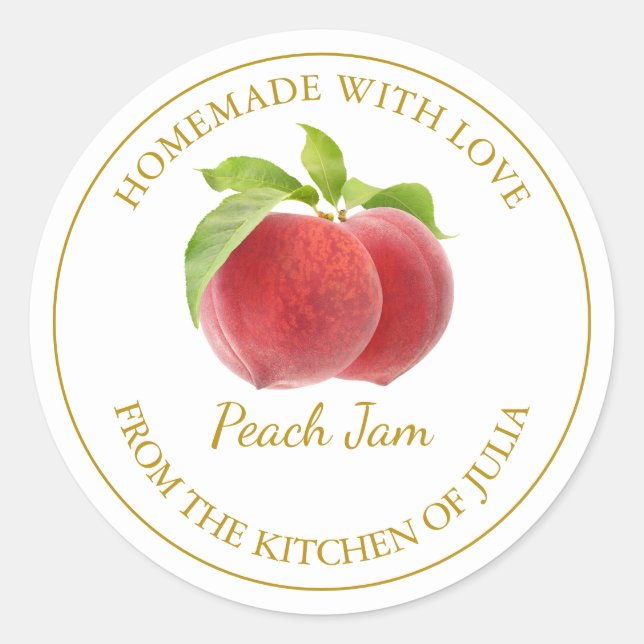Homemade Peach Jam Label | White (Front)