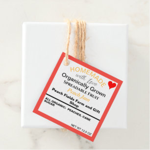 Homemade Peach Jam QR Code  Favour Tags