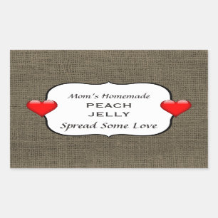 Homemade Peach Jelly Jam Canning Label Burlap