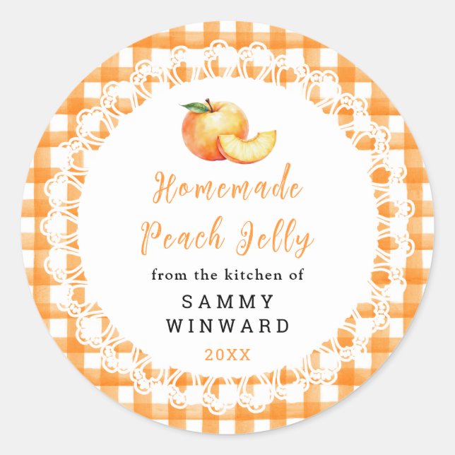 Homemade Peach Jelly Jar Label (Front)