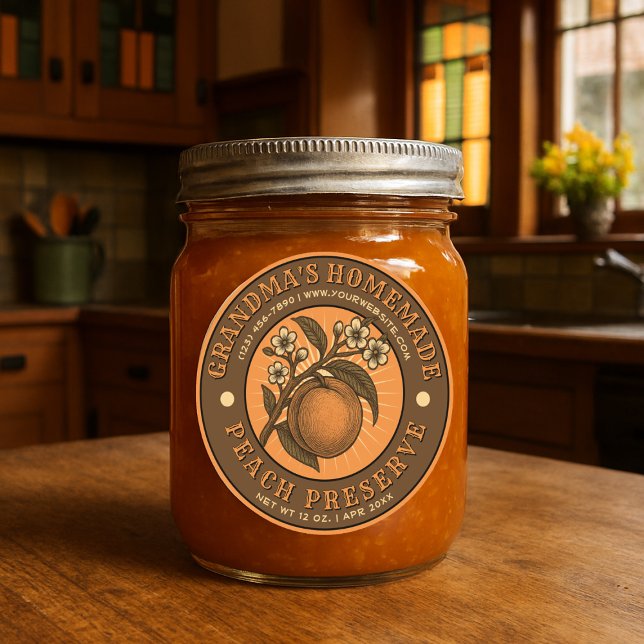 Homemade Peach Preserve Vintage Label Template (Creator Uploaded)