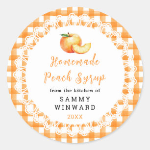Homemade Peach Syrup Bottle Label