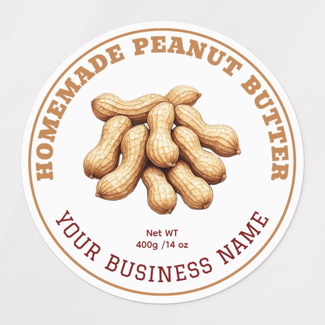 Homemade Peanut Butter Product Label Waterproof (Design 1)