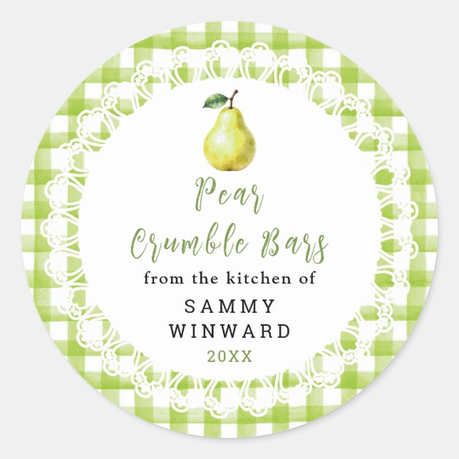 Homemade Pear Crumble Bar Label (Front)