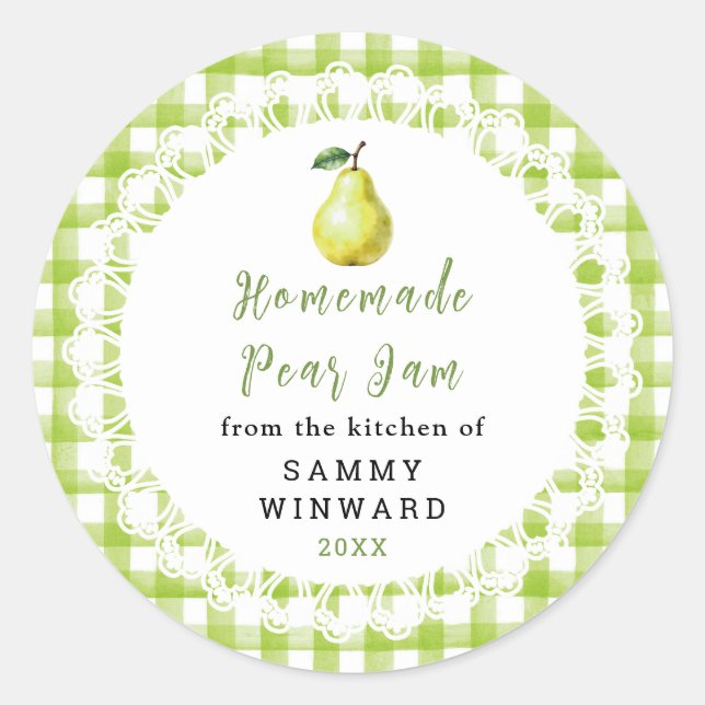 Homemade Pear Jam Jar Label (Front)