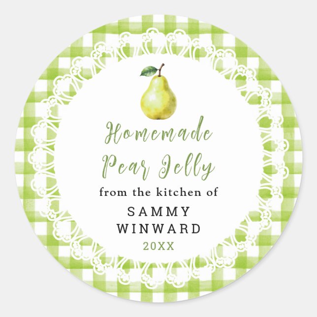 Homemade Pear Jelly Jar Label (Front)