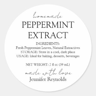 Homemade Peppermint Extract Bottle Instructions Classic Round Sticker
