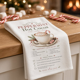 Homemade Peppermint Hot Cocoa Recipe Christmas Tea Towel
