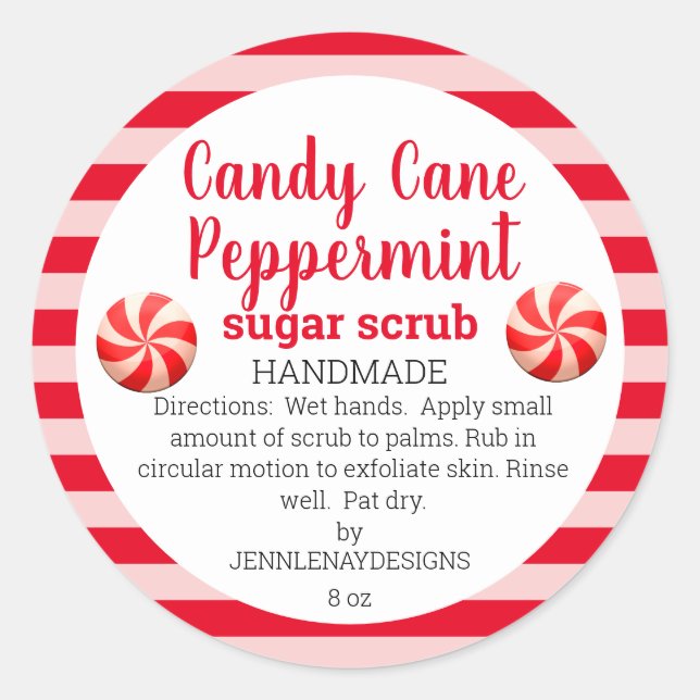  Homemade Peppermint Mason Jar Sugar Scrub Labels (Front)