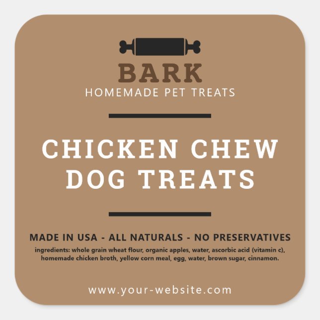 Homemade pet dog treats product labels stickers (Front)
