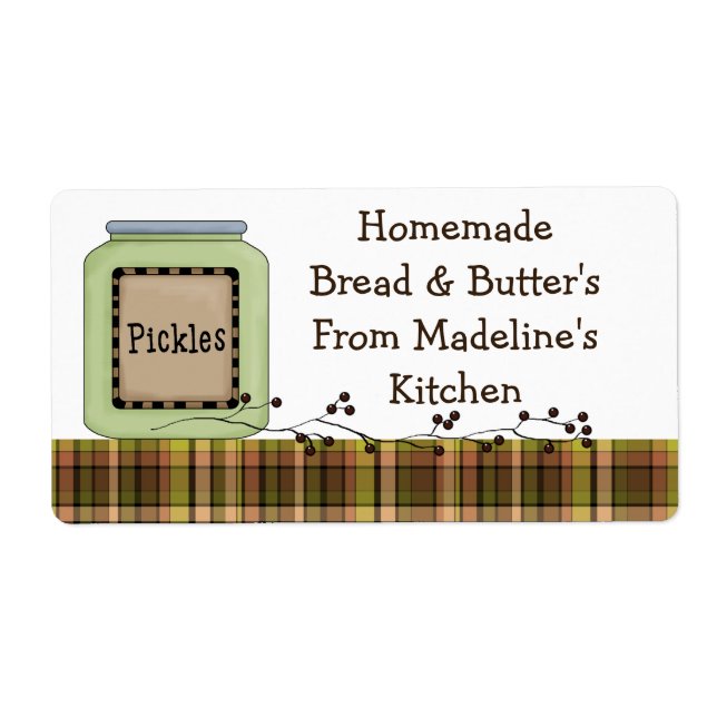Homemade Pickle Jar Labels (Customise) (Front)