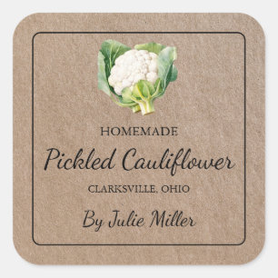 Homemade Pickled Cauliflower Kraft Paper Label