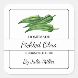 Homemade Pickled Okra Square Label