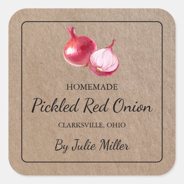 Homemade Pickled Red Onion Kraft Paper Label (Front)