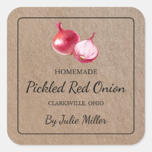 Homemade Pickled Red Onion Kraft Paper Label