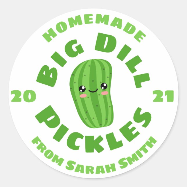 Homemade pickles classic round sticker (Front)