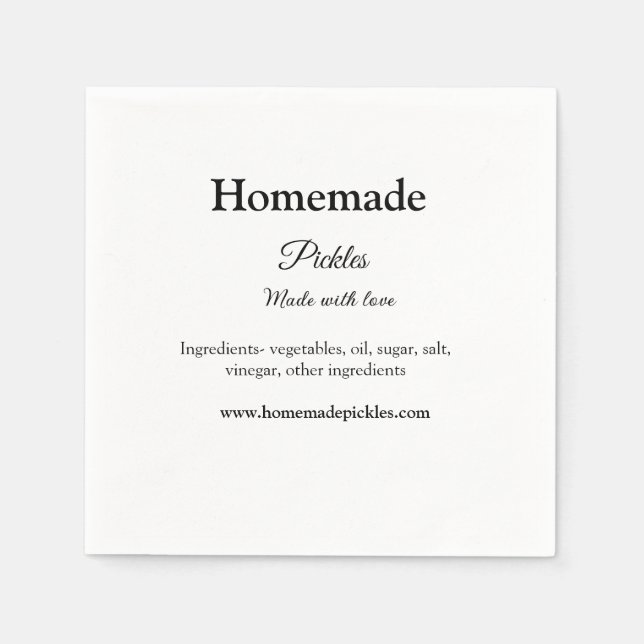 Homemade pickles made with love add text website napkin (Front)