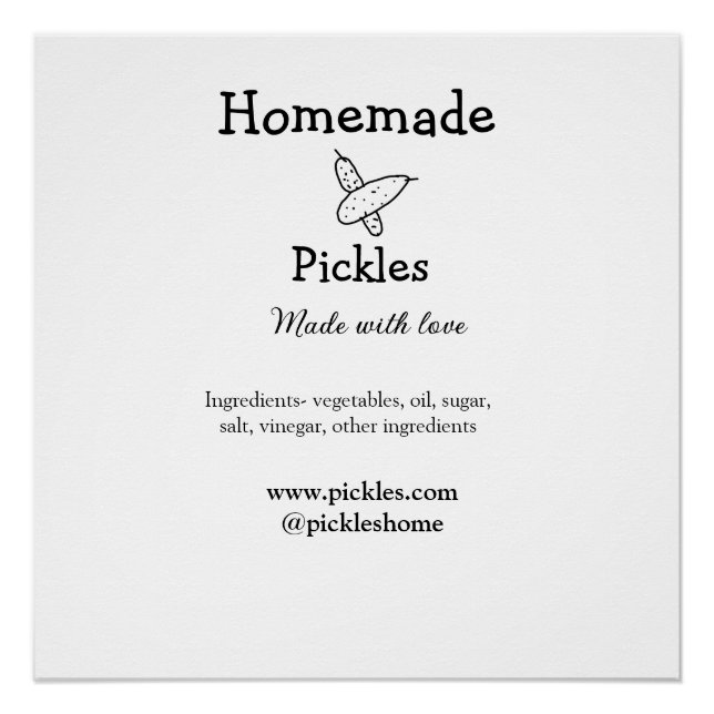 Homemade pickles made with love add text website poster (Front)