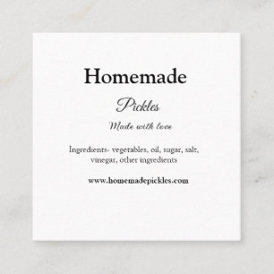 Homemade pickles made with love add text website square business card