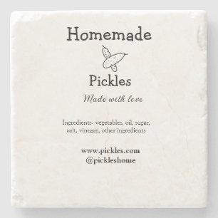Homemade pickles made with love add text website stone coaster