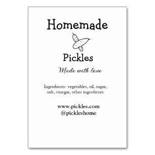 Homemade pickles made with love add text website table number