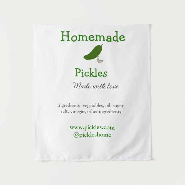 Homemade pickles made with love add text website tapestry (Front)