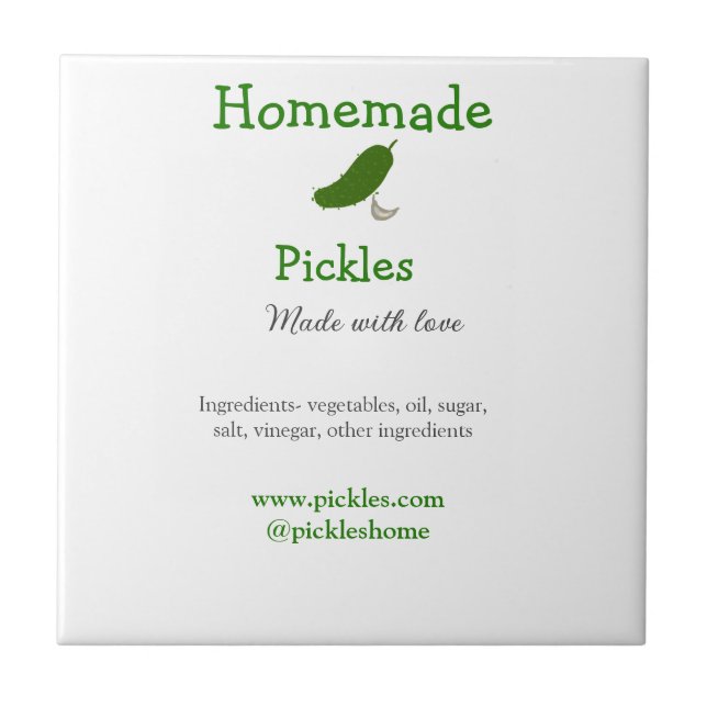 Homemade pickles made with love add text website tile (Front)