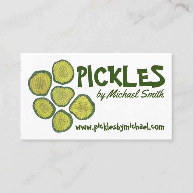 Homemade Pickles Sweet Chips Dill Pickle Shop Business Card (Front)