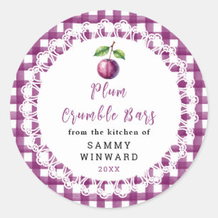 Homemade Plum Crumble Bar Label