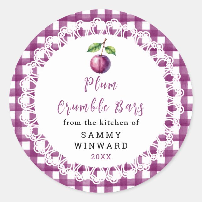 Homemade Plum Crumble Bar Label (Front)