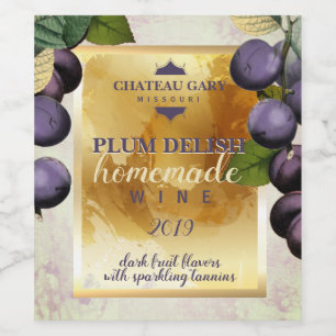 Homemade PLUM faux vineyard personalized wine Label