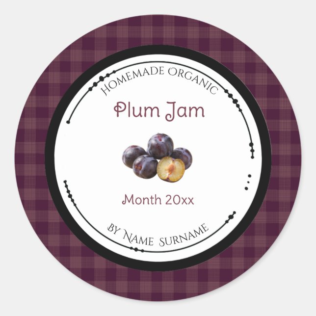 Homemade Plum Jam Label Sticker (Front)