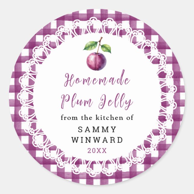 Homemade Plum Jelly Jar Label (Front)