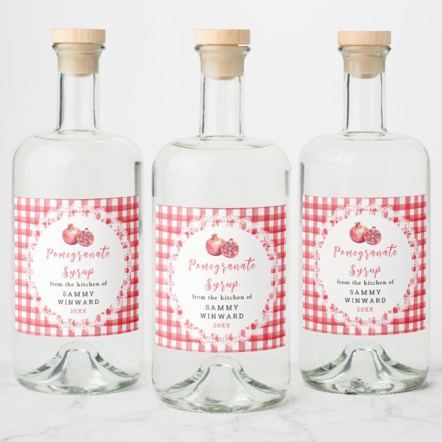 Homemade Pomegranate Syrup Bottle Label (Bottles)