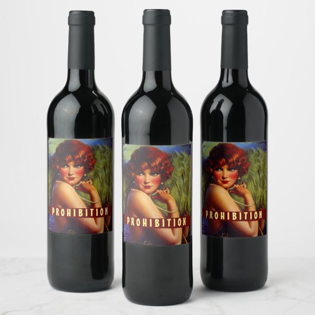 Homemade Prohibition Flapper Era Beach Wine Vino   Label (Bottles)