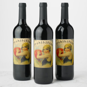 Homemade Prohibition Flapper Era Beach Wine Vino  Wine Label