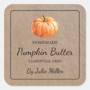 Homemade Pumpkin Butter Square Kraft Paper Label