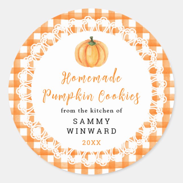 Homemade Pumpkin Cookies Label (Front)