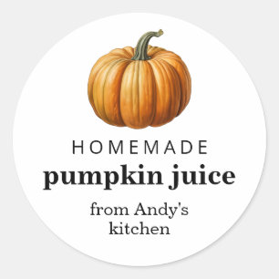 Homemade pumpkin juice canning label