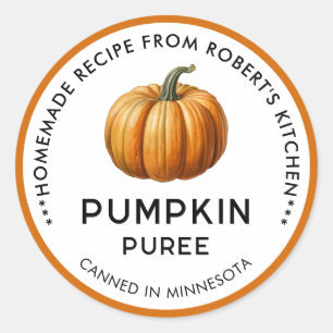 Homemade pumpkin puree canning Jar Labels