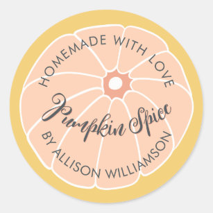 Homemade Pumpkin Spice Yellow Pink Classic Round Sticker