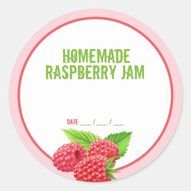 Homemade Raspberry Jam Canning Sticker (Front)