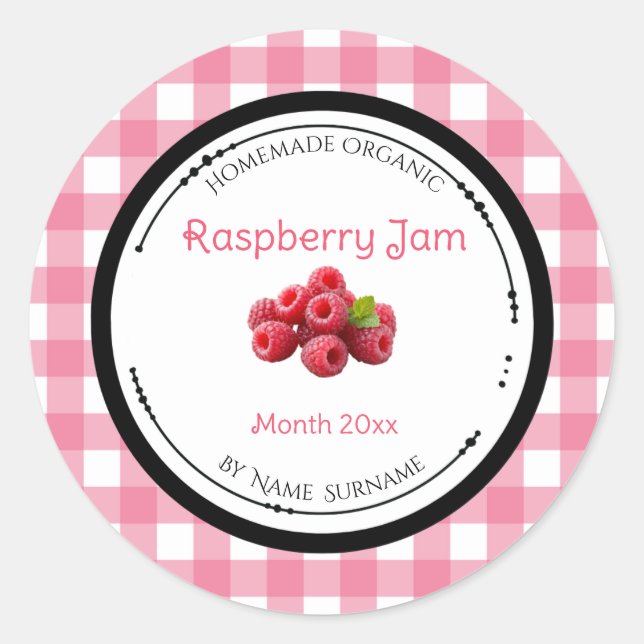 Homemade Raspberry Jam Label Sticker (Front)