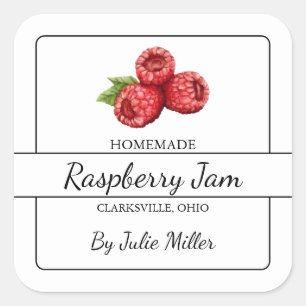 Homemade Raspberry Jam Square Label